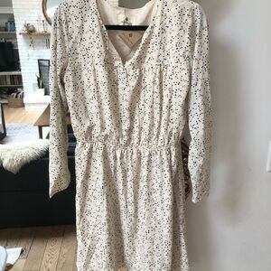 Women's Cream Dot Print Long-Sleeve Dress